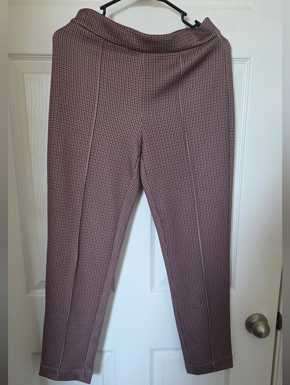 Slim Fit Women’s Check Dress Pants in Brown